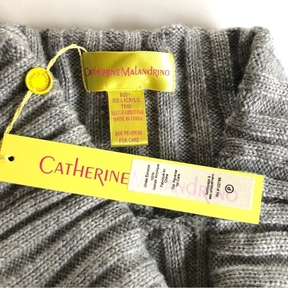 Catherine Malandrino Mohair Rabitt Fur Accents Cable Knit Ribbed Infinity Scarf - Picture 8 of 10